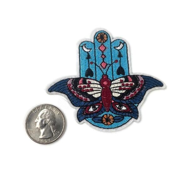 Hamsa Butterfly Embroidered Patch - Picture 2 of 3